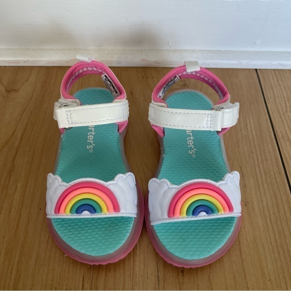 Nwot Carters Dreamy Girls Rainbow Light Up Sandals - Picture 2 of 8